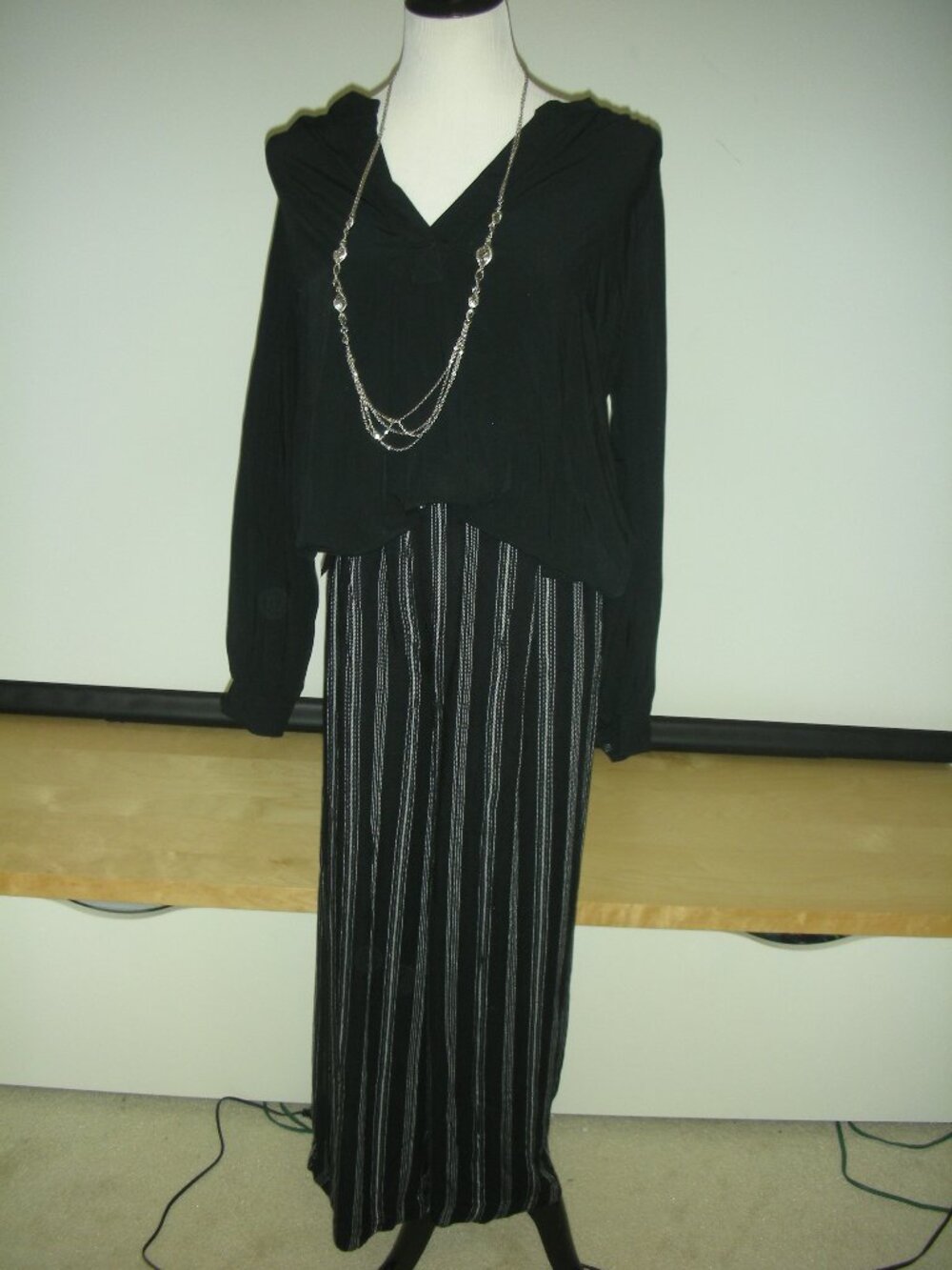 Republic Black White Striped Wide Leg Pants Small Boho Rayon Beach Festival